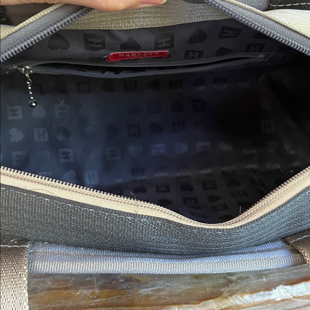 🤍🩶 Harvey's California Seatbelt Bag Grey Patchwork Ombre Large Satchel - Picture 9 of 15